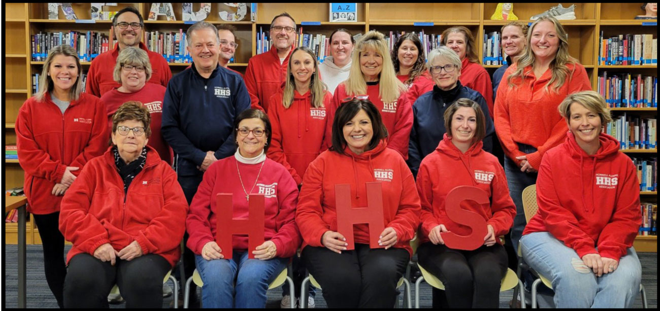 Hornell High School Alumni Association Directions 2025 Seated (L-R): Margi Foreman Pomeroy ’65, Angela Daniels Markel ’71, Cathy Potter Kimball ’80, Pamela Markel ’97, and Kate Carretto ’97. Second Row (L-R): Colleen Clark Amidon ’03, Molly Mahoney ’79, Tom Fagnan ’71, Janice Hauser Daniels ’04, Ellen Andrus Stewart ’75, Margie Fawcett Terry ’77, and Ali Roberts ’12. Third Row (L-R): John Lewis ’99, Joe Bassage ’03, Sean Gaffney ’85, Ashleigh Hogan Striker ’99, Andrea Stiles ’00, Sharon Sleggs Smith ’82, and Amy McMordie Mayo ’94.